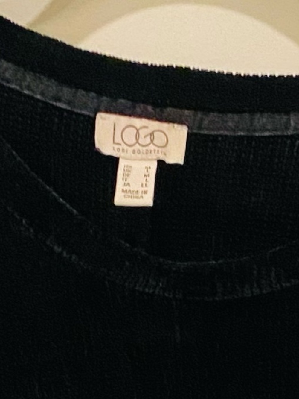 Logo by Lori Goldstein Soft Velvet Long Sleeve Top in Deep Charcoal/black - Picture 2 of 3